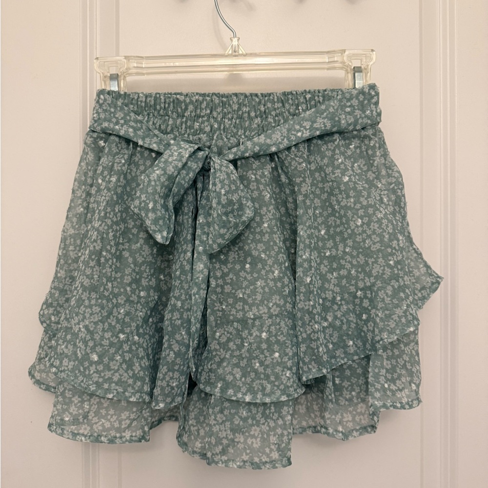 Altar'd State Floral Mini Skirt in Green